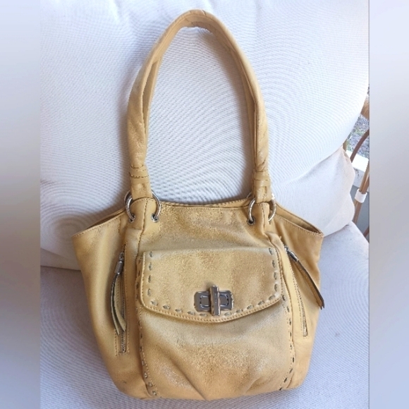 MAKOWSKY Pastel Tan Leather Handbag Tote Shoulder Bag - Picture 1 of 7